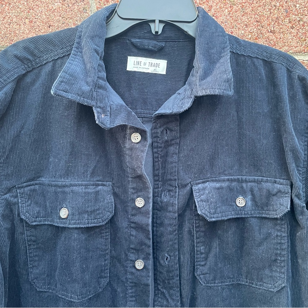 Line of Trade Mens Work shirt Casual Button Down Corduroy Double Elbow XL Navy - Picture 7 of 12